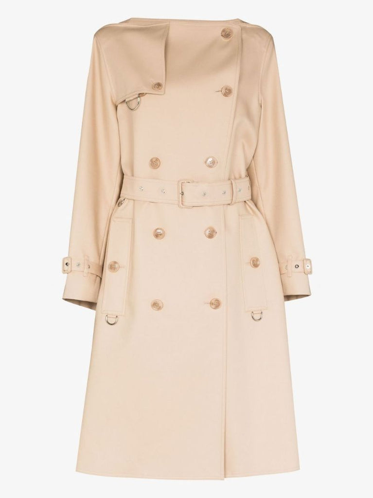 Neutral Boat Neck Trench Coat