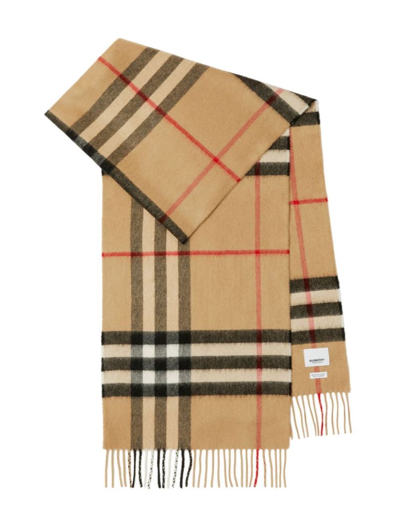 Neutral Vintage Check Cashmere Scarf