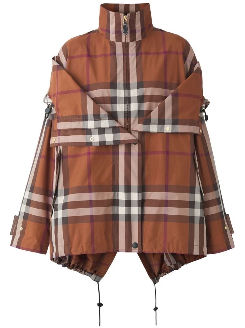 Brown Check Reconstructed Hooded Jacket