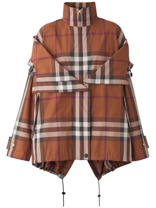 Brown Check Reconstructed Hooded Jacket