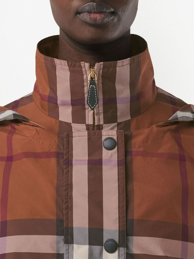 Brown Check Reconstructed Hooded Jacket