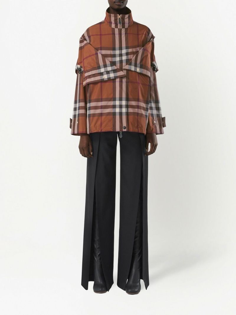 Brown Check Reconstructed Hooded Jacket