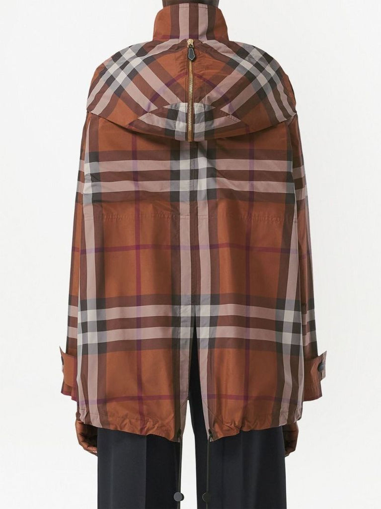Brown Check Reconstructed Hooded Jacket