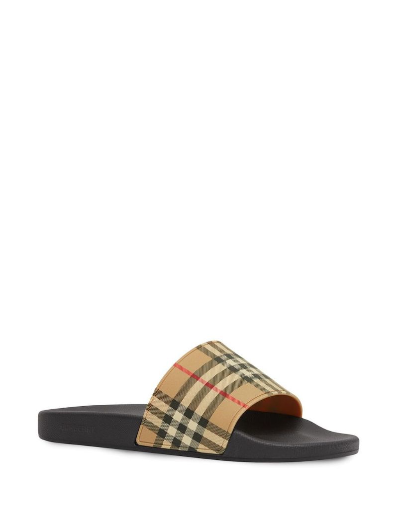 Neutral Vintage Check Slides