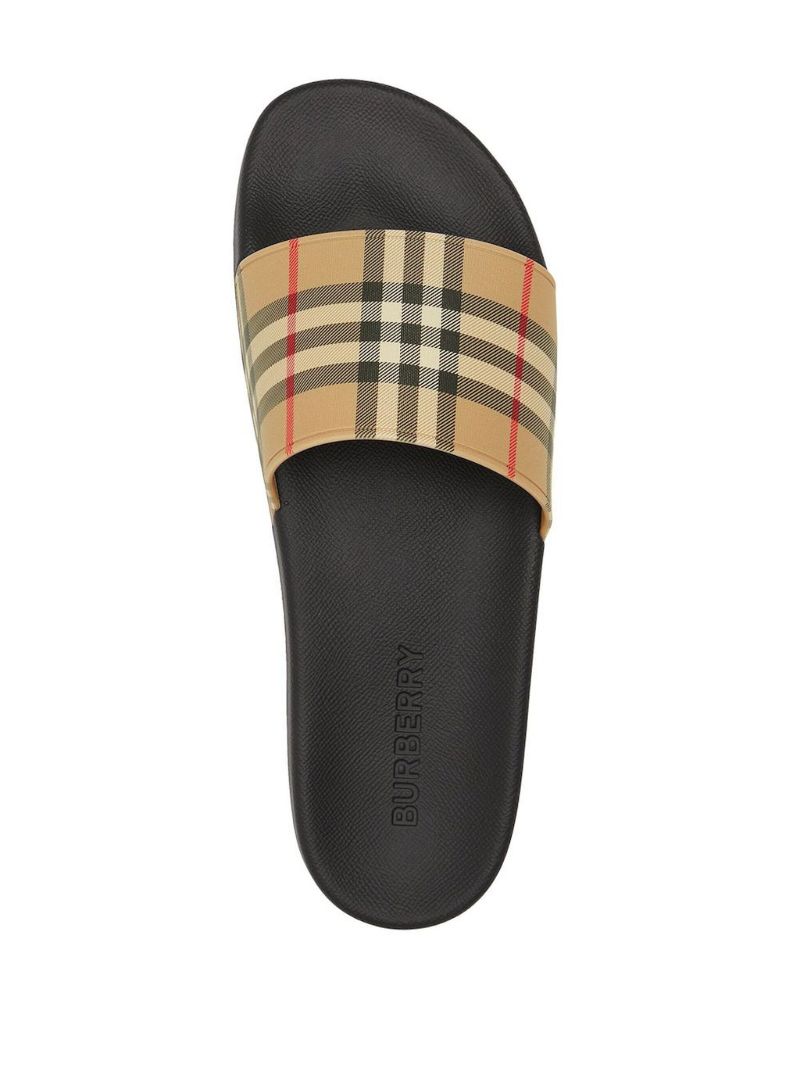 Neutral Vintage Check Slides