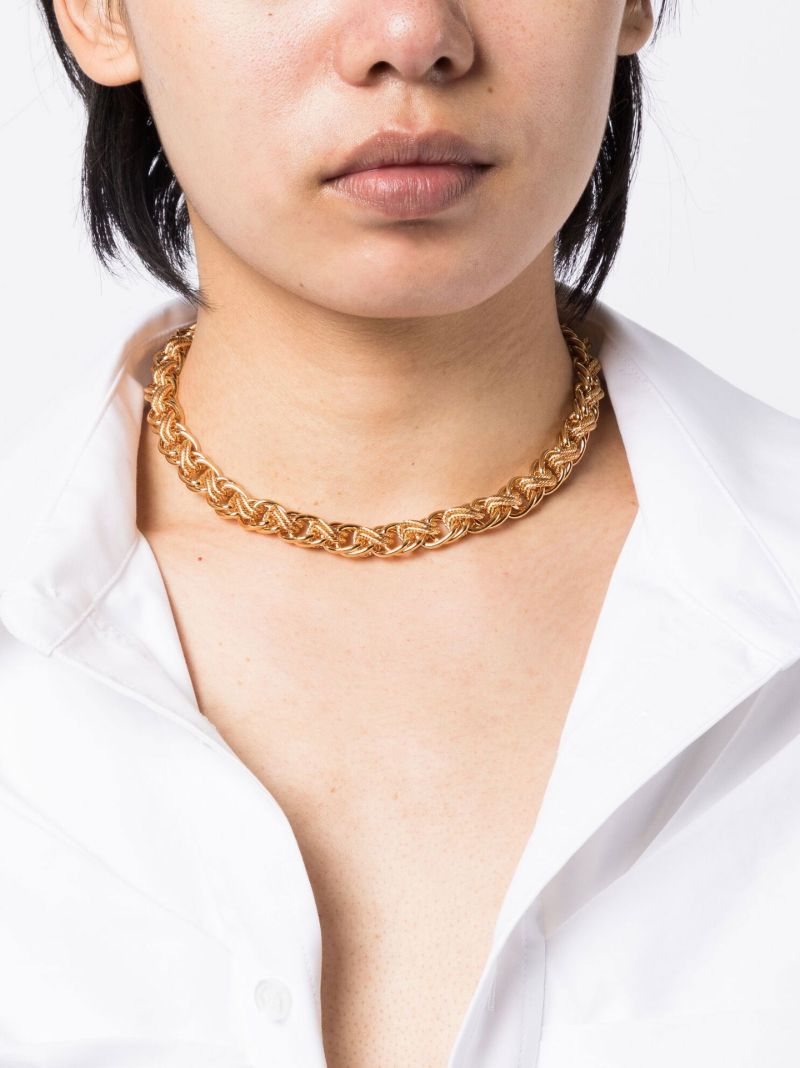 Gold Tone Platon Chain Choker Necklace
