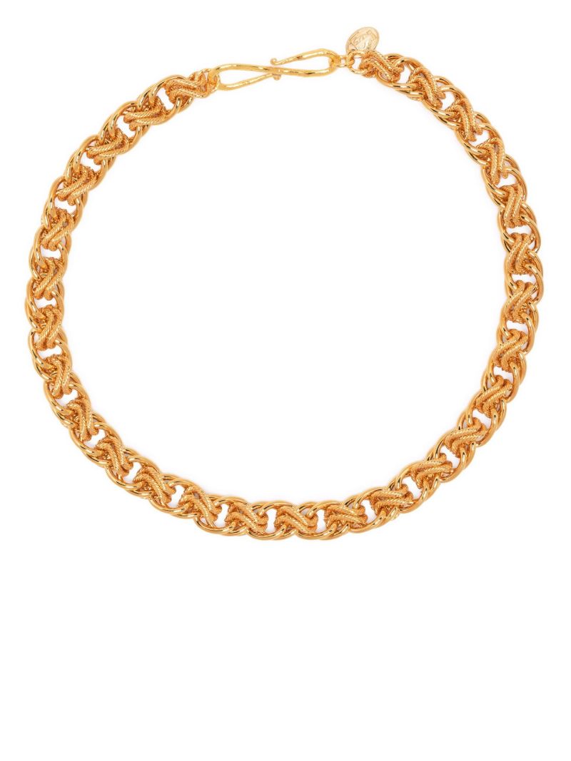 Gold Tone Platon Chain Choker Necklace