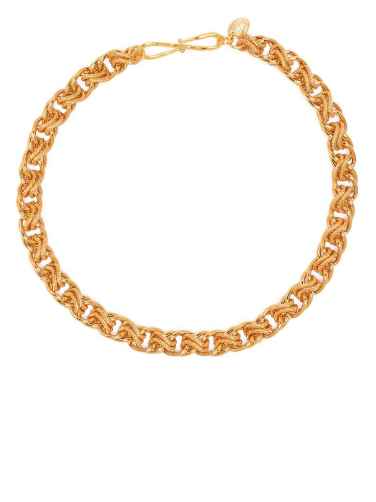 Gold Tone Platon Chain Choker Necklace