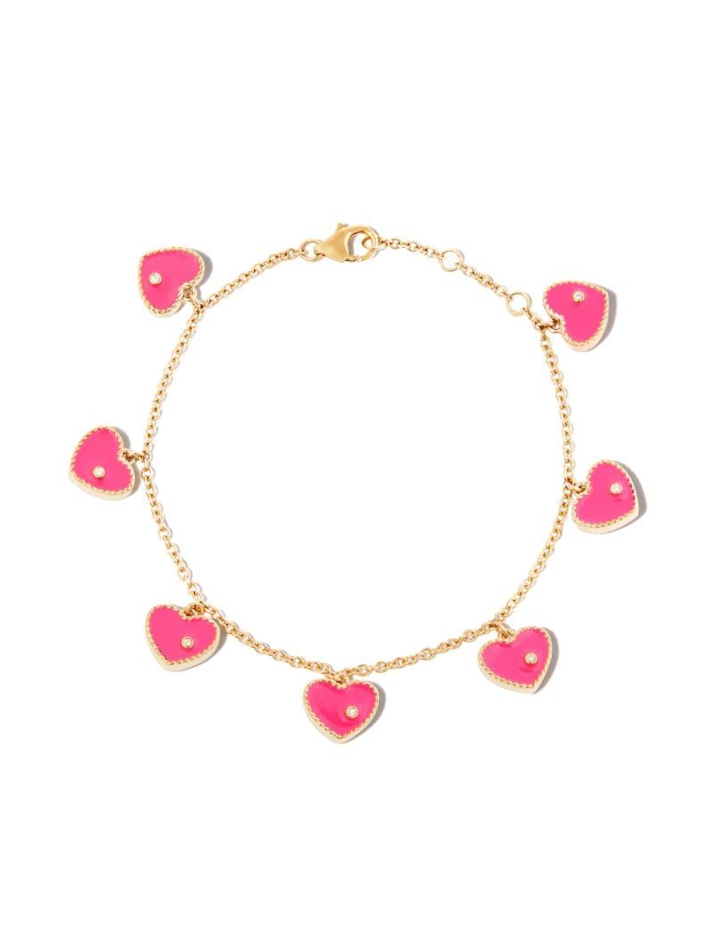 9k Gold Diamond Heart Bracelet