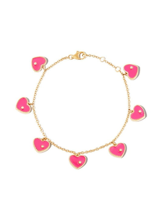 9k Gold Diamond Heart Bracelet