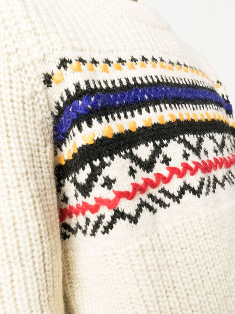 Neutral Gerald Wool Jacquard Sweater