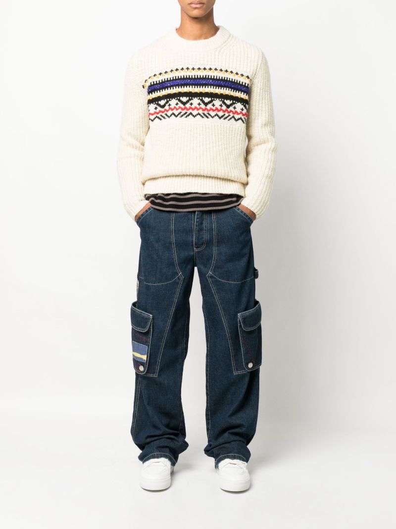 Neutral Gerald Wool Jacquard Sweater