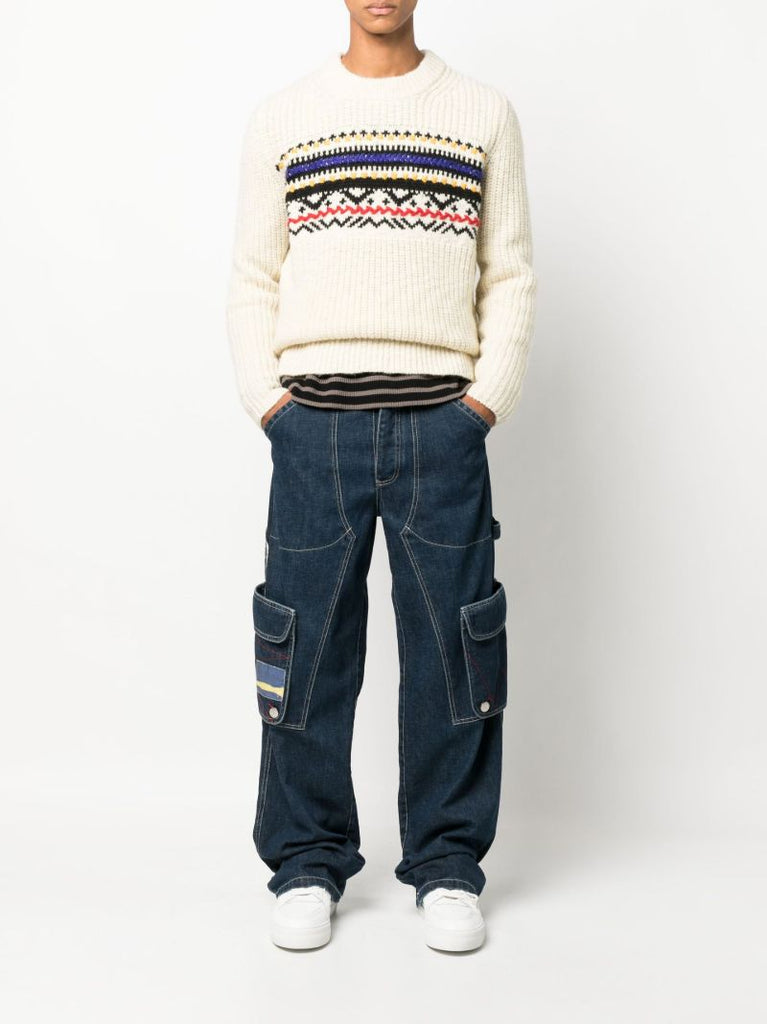 Neutral Gerald Wool Jacquard Sweater