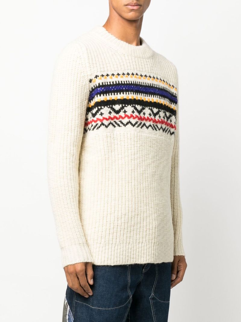 Neutral Gerald Wool Jacquard Sweater