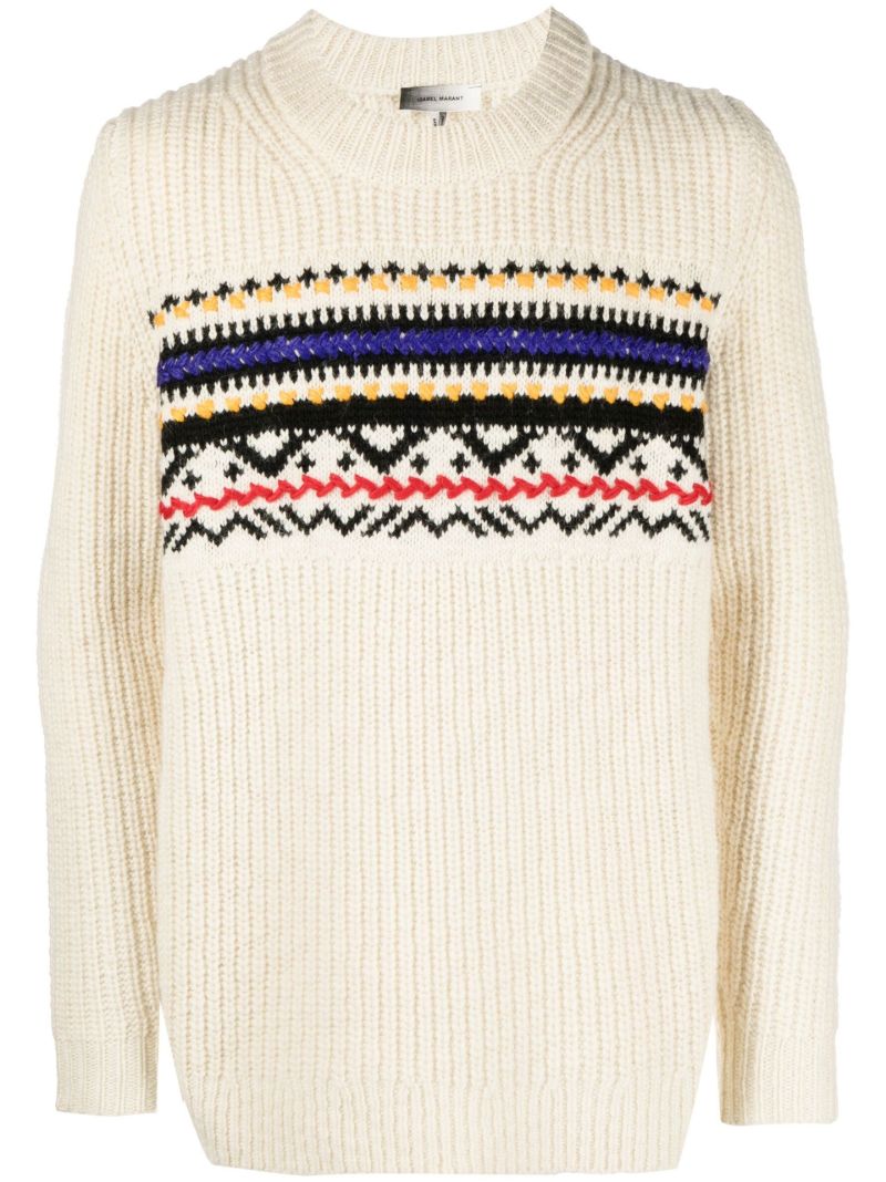 Neutral Gerald Wool Jacquard Sweater