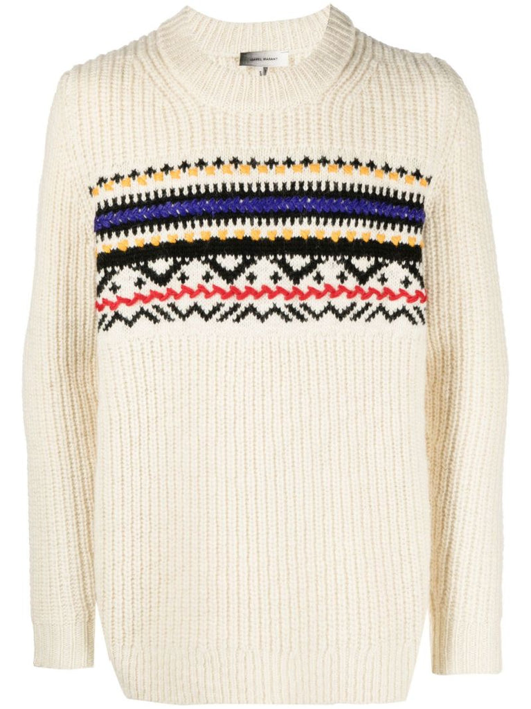 Neutral Gerald Wool Jacquard Sweater
