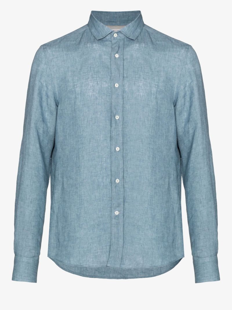 Blue Long Sleeve Linen Shirt