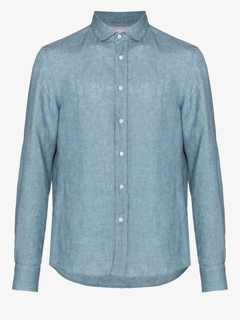 Blue Long Sleeve Linen Shirt
