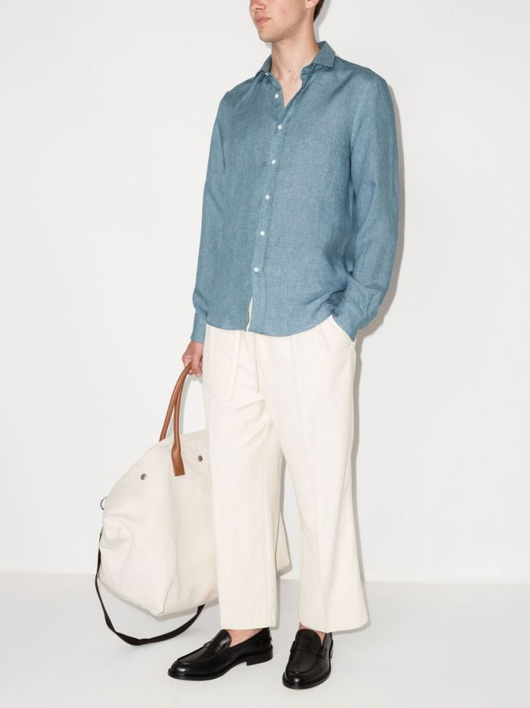 Blue Long Sleeve Linen Shirt