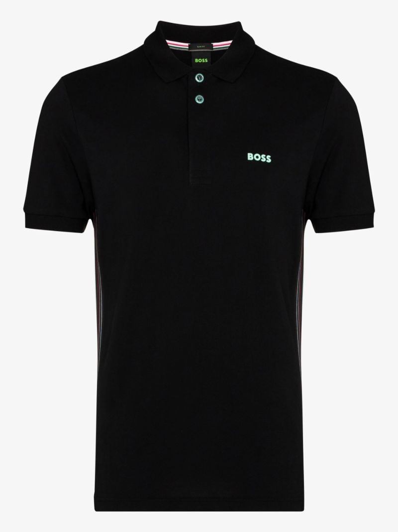 Black Paule Striped Panel Polo Shirt