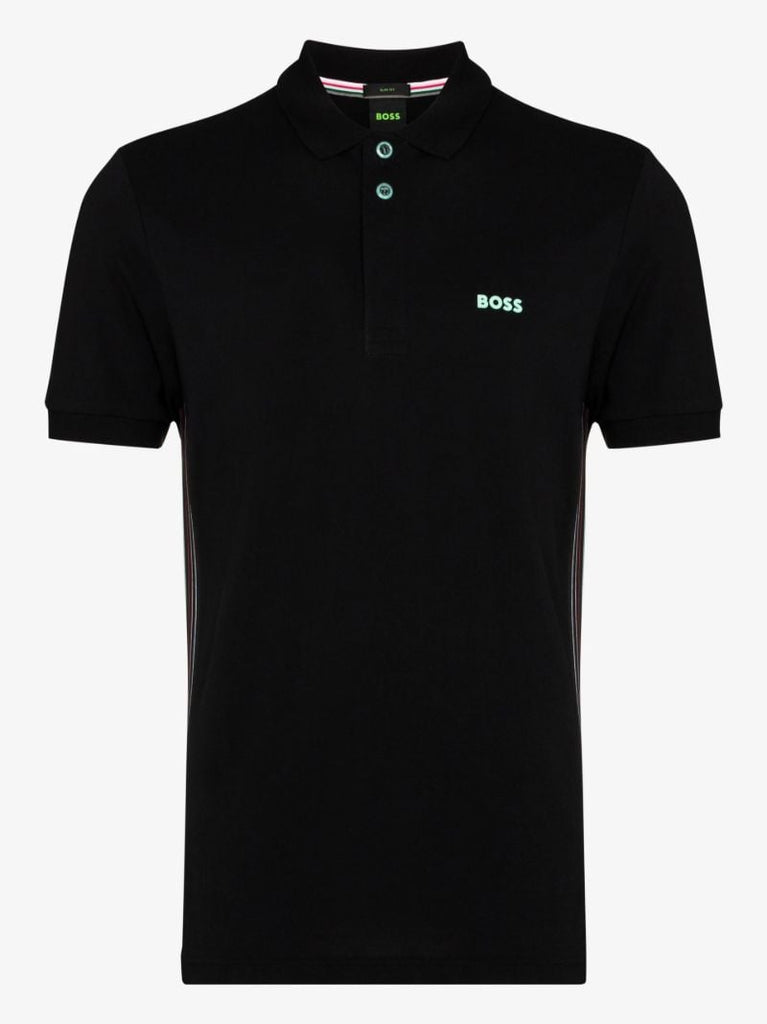 Black Paule Striped Panel Polo Shirt