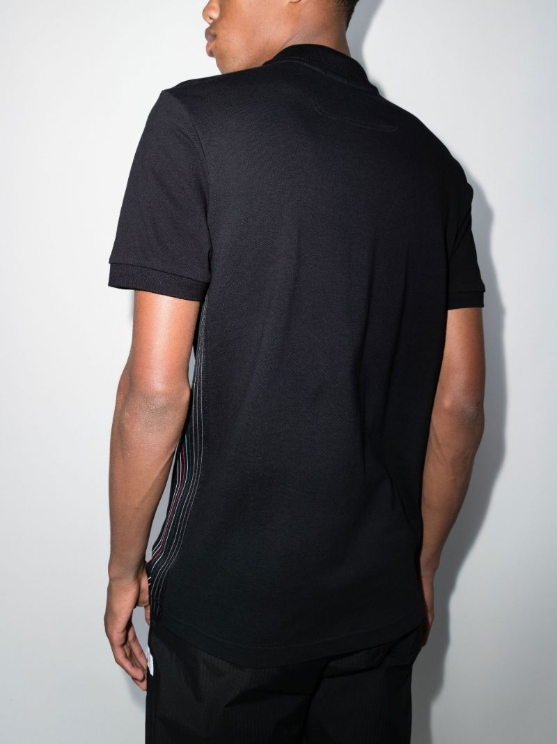 Black Paule Striped Panel Polo Shirt