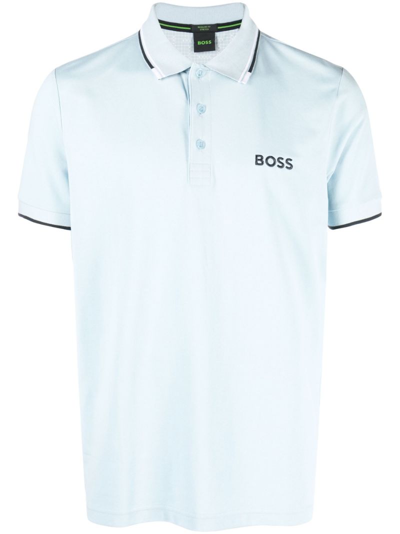 Blue Embroidered Logo Polo Shirt