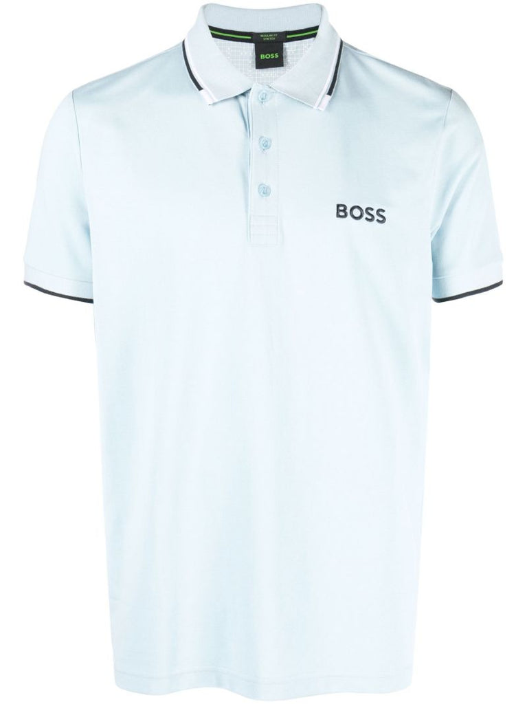 Blue Embroidered Logo Polo Shirt
