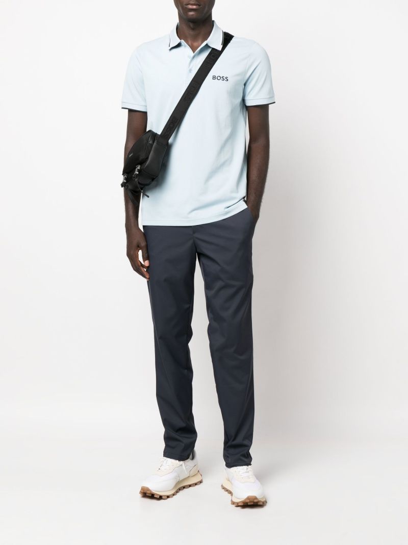 Blue Embroidered Logo Polo Shirt