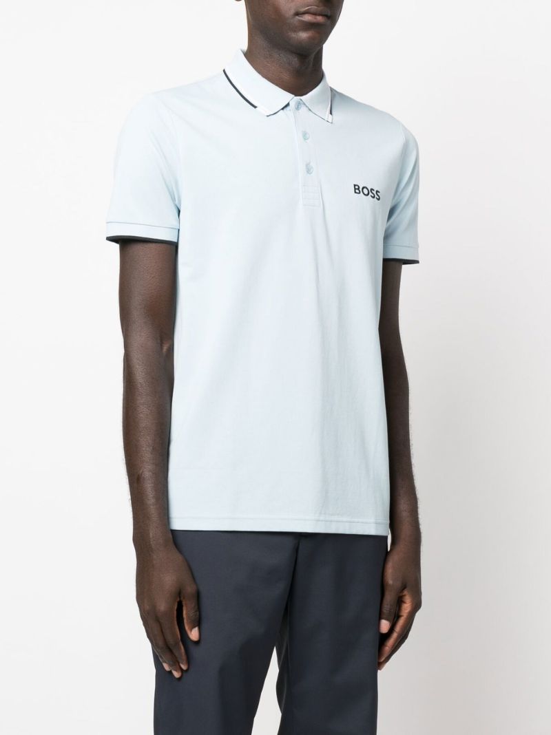 Blue Embroidered Logo Polo Shirt