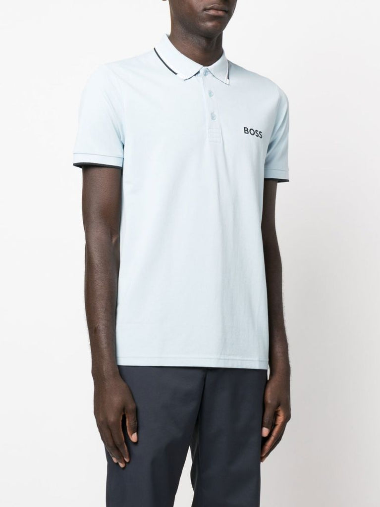 Blue Embroidered Logo Polo Shirt