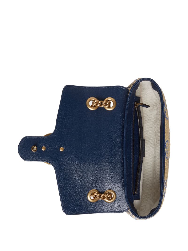 Beige and Blue Gg Marmont MatelassÃ_x0083_Â© Shoulder Bag