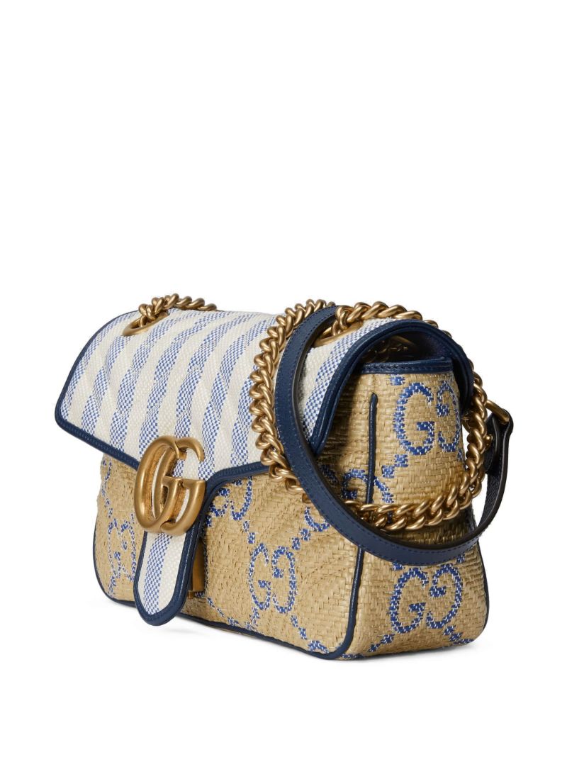 Beige and Blue Gg Marmont MatelassÃ_x0083_Â© Shoulder Bag