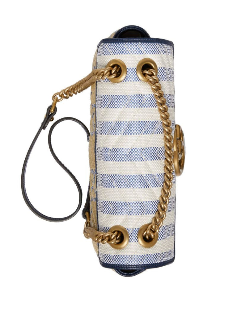 Beige and Blue Gg Marmont MatelassÃ_x0083_Â© Shoulder Bag