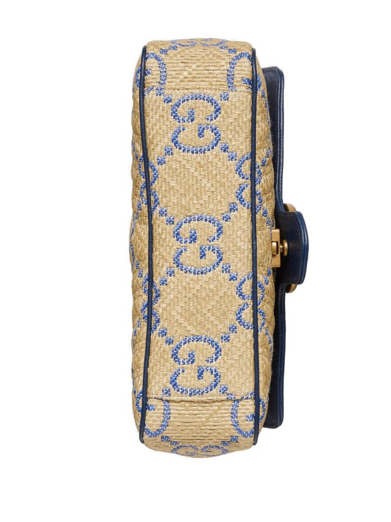 Beige and Blue Gg Marmont MatelassÃ_x0083_Â© Shoulder Bag
