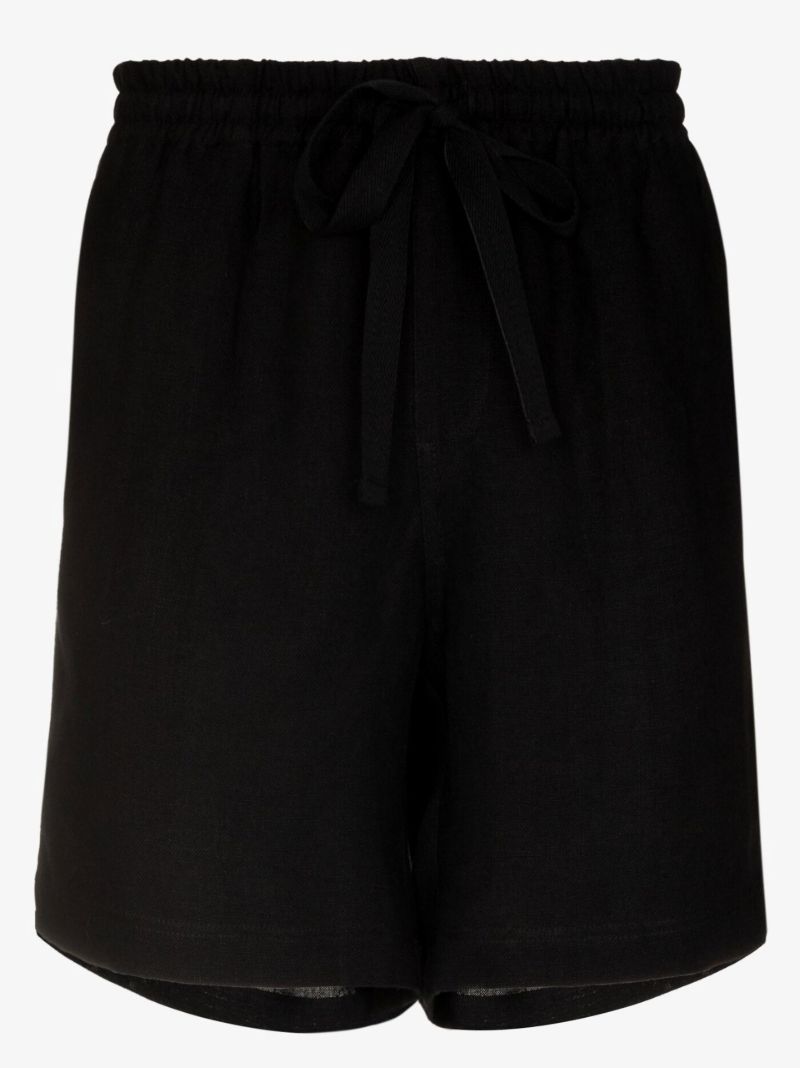 Black Linen Lounge Shorts