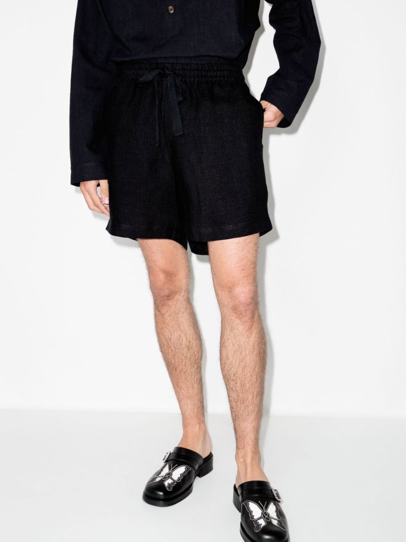 Black Linen Lounge Shorts