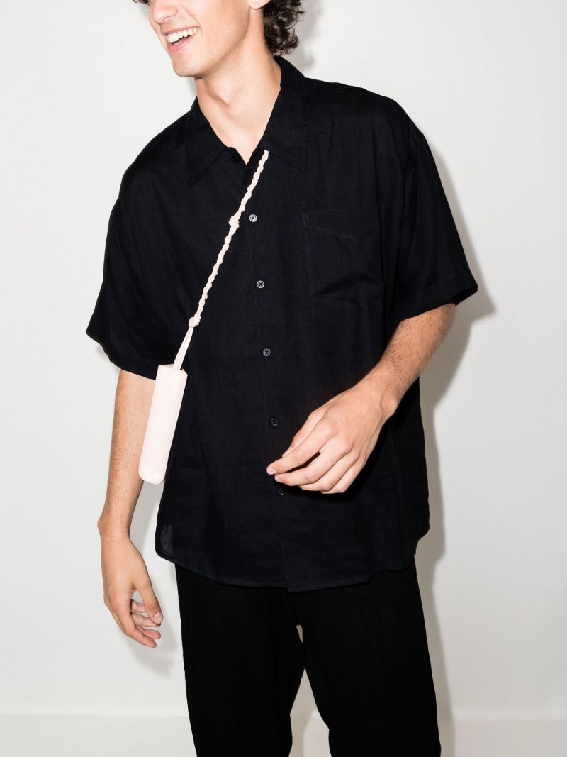 Black Short Sleeve Linen Shirt