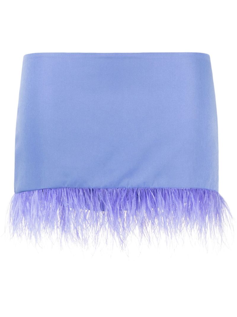 Purple Feather-trim Mini Skirt