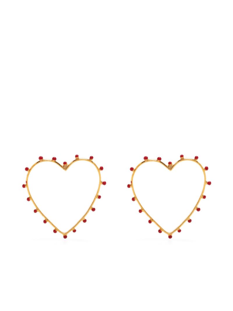 Gold-plated Embellished Heart Hoop Earrings