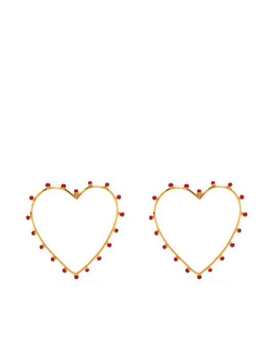 Gold-plated Embellished Heart Hoop Earrings