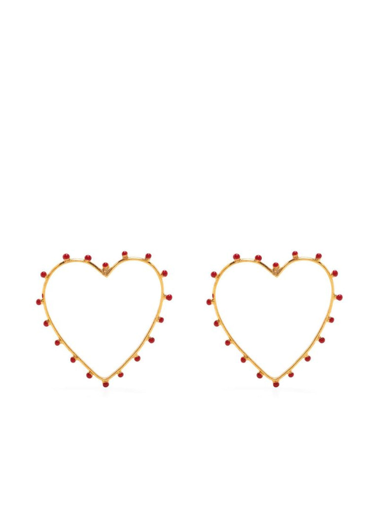Gold-plated Embellished Heart Hoop Earrings