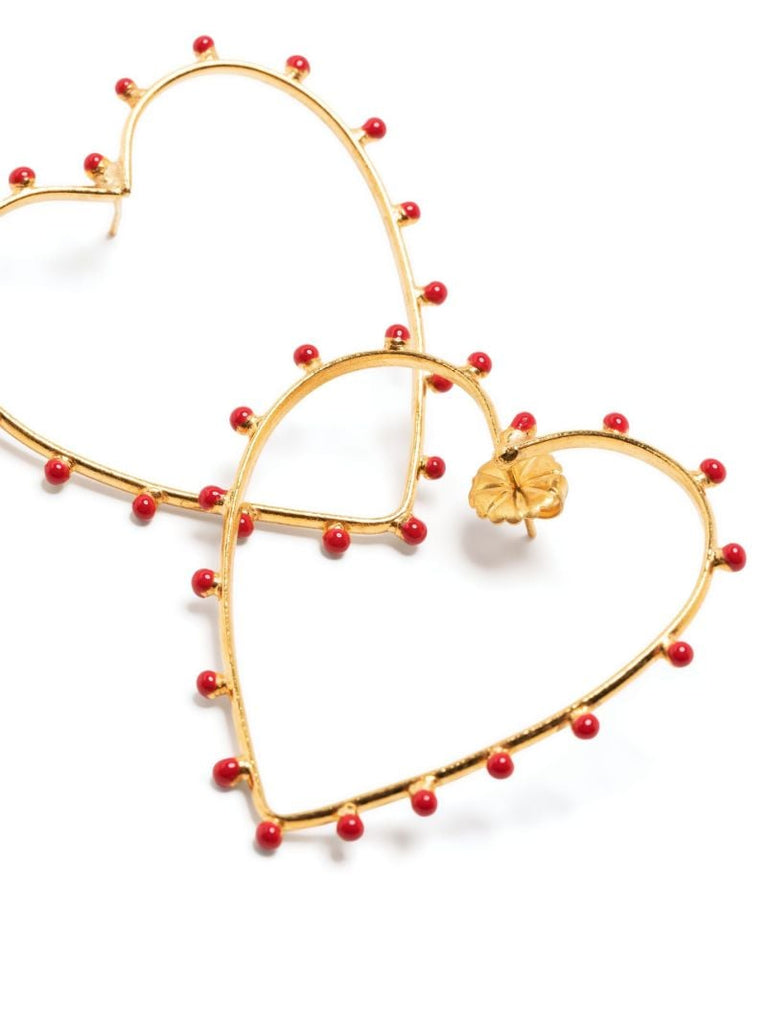 Gold-plated Embellished Heart Hoop Earrings