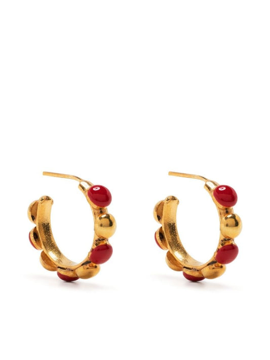 Gold Plated Mini CrÃ_x0083_Â©ole Enamel Hoop Earrings