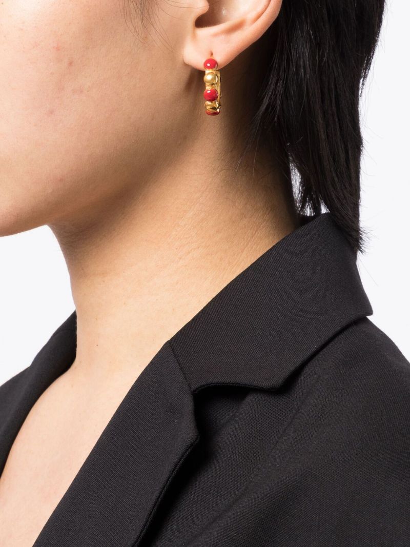 Gold Plated Mini CrÃ_x0083_Â©ole Enamel Hoop Earrings
