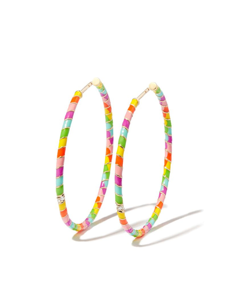 9k Yellow Gold Mini Torsade Diamond Hoop Earrings