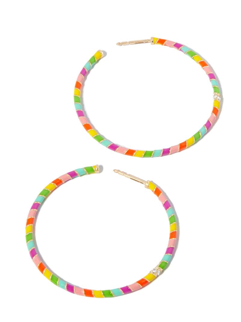 9k Yellow Gold Mini Torsade Diamond Hoop Earrings