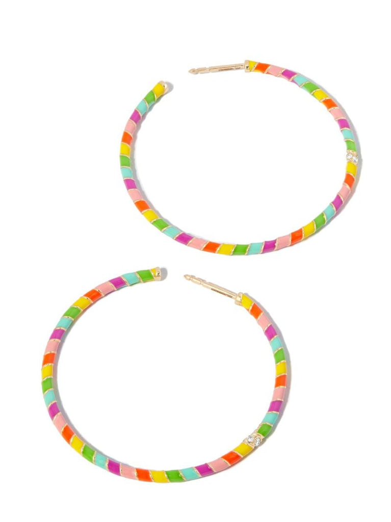9k Yellow Gold Mini Torsade Diamond Hoop Earrings