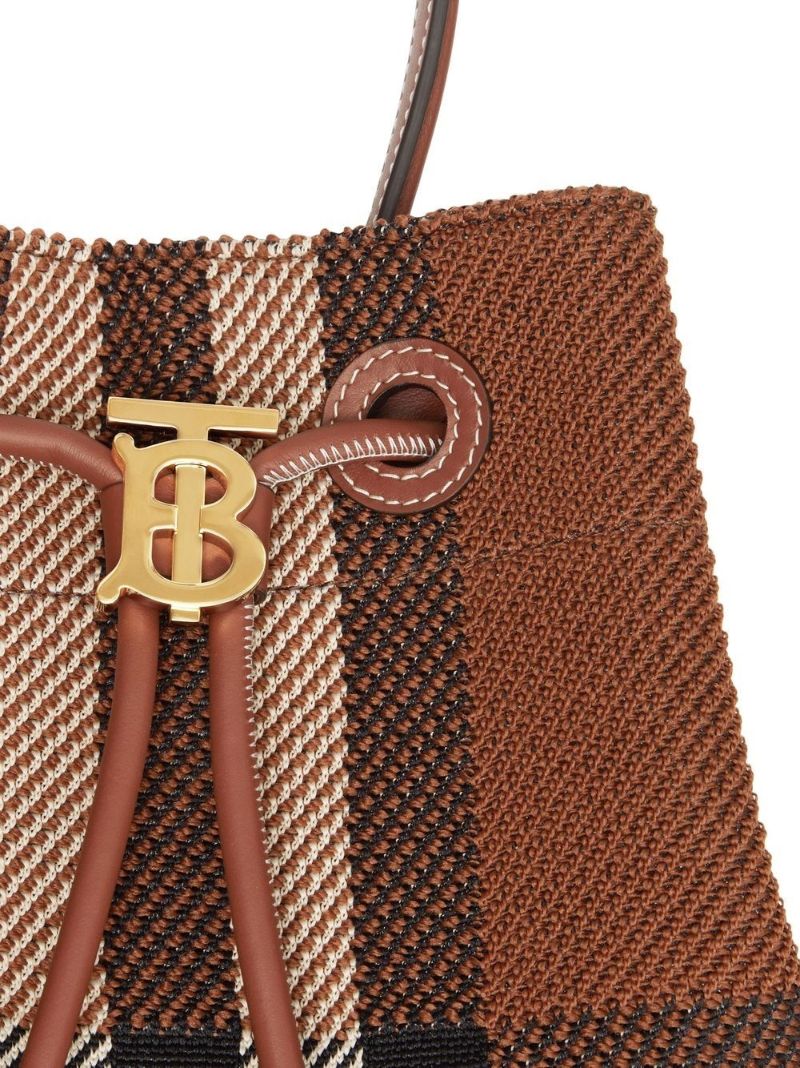 Brown Small Check Tb Bucket Bag