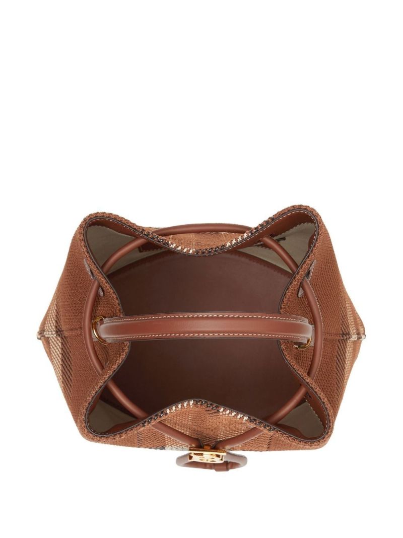 Brown Small Check Tb Bucket Bag